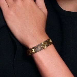 Louis Vuitton Black and Gold Monogram Bracelet